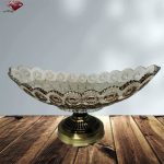 کشکول میوه خوری کریستالی پایه برنزی