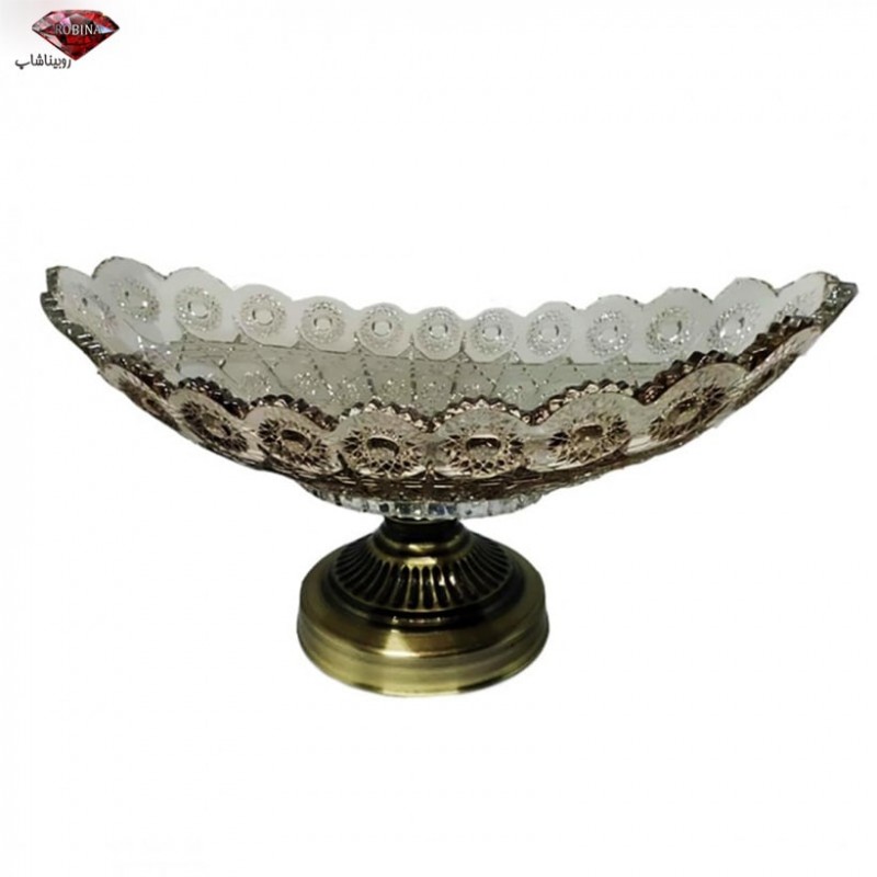 کشکول میوه خوری کریستالی پایه برنزی