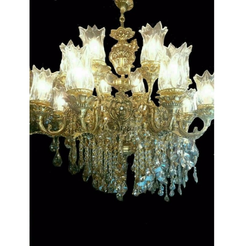 لوستر بزرگ 3 طبقه برنزی