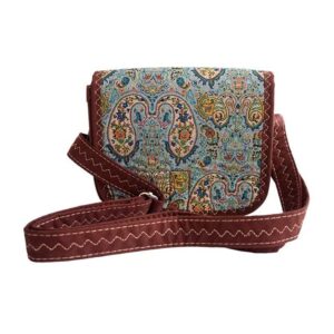 کیف ترمه فیروزه ای طرح بته جقه