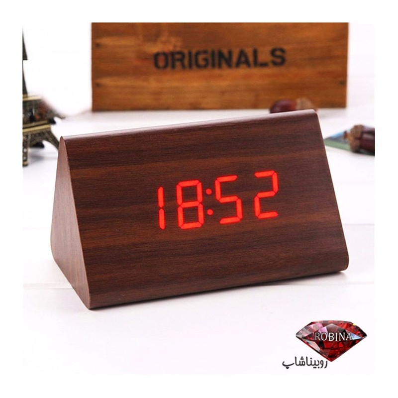 ساعت رومیزی دیجیتالی طرح چوبی