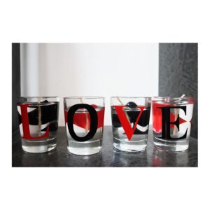 شمع شیشه ای کوچک طرح لاو