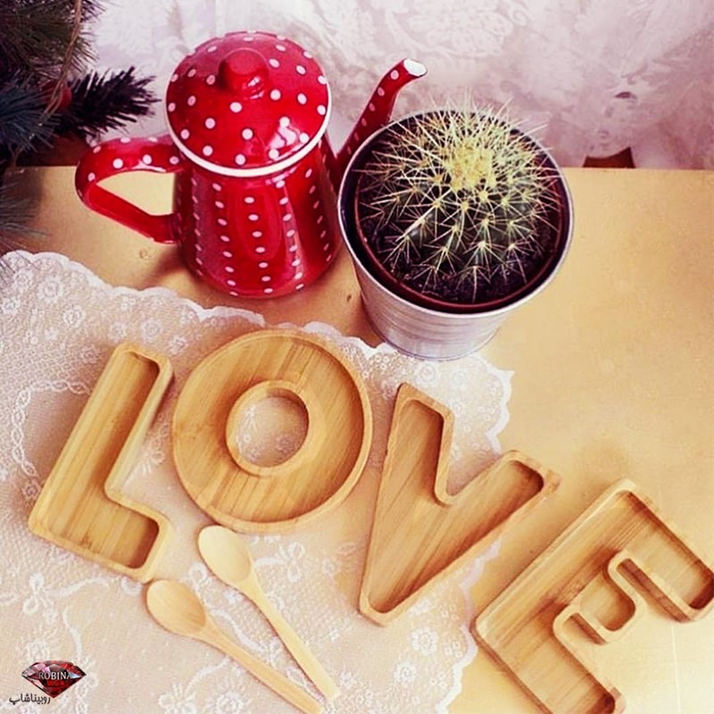 ظرف آجیل و تنقلات چوبی طرح لاو