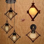 لوستر تک شاخه چوبی طرح لوزی