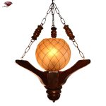 لوستر چوبی طرح فانوسی تک شاخه