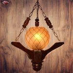 لوستر چوبی طرح فانوسی تک شاخه