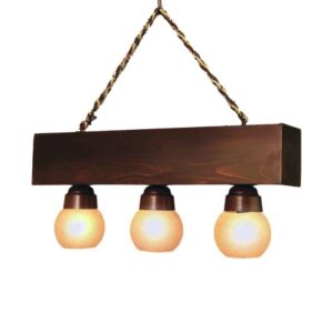 لوستر خطی چوبی طرح سه شعله